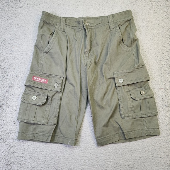 New-Vogue Cargo Shorts Mens 32 Green Outdoor Utility Multi Pocket Button Summer - Picture 1 of 7